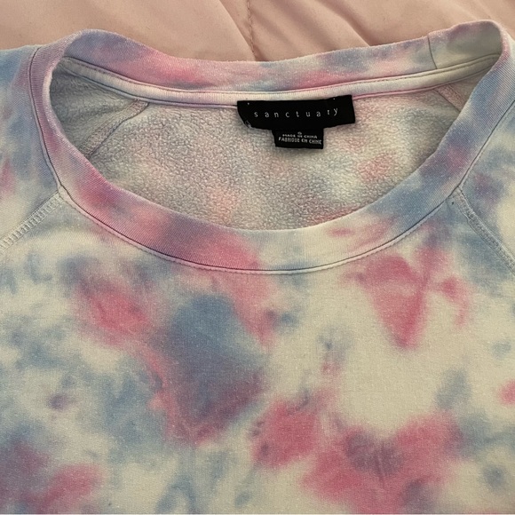 Sanctuary tie dye pink blue ombré modal blend relaxed fit sweater, size S boho - Picture 12 of 16